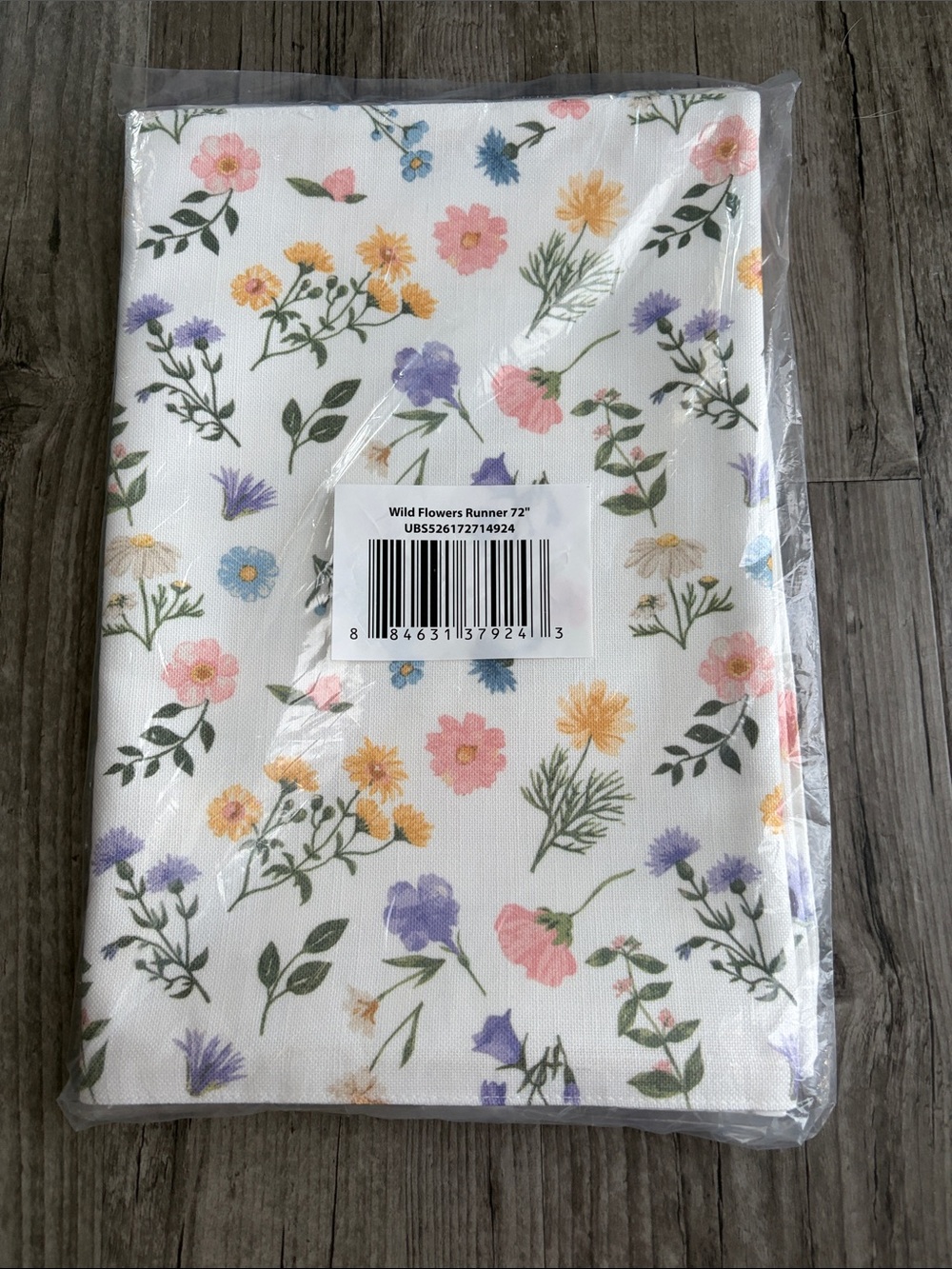 72” Wild Flowers Table Runner - Pastel Floral on White